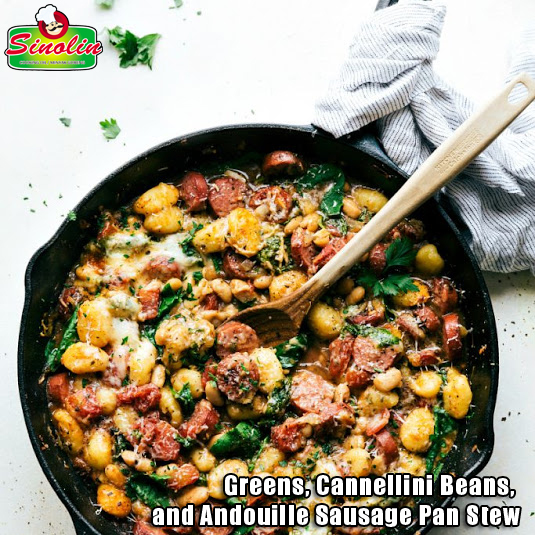 Greens, Cannellini Beans, and Andouille Sausage Pan Stew oleh Dapur Sinolin
