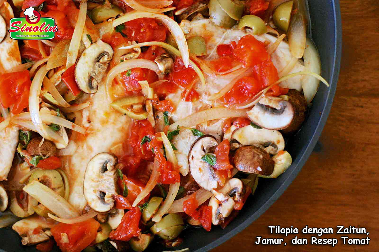 Tilapia dengan Zaitun, Jamur, dan Resep Tomat Oleh Dapur Sinolin